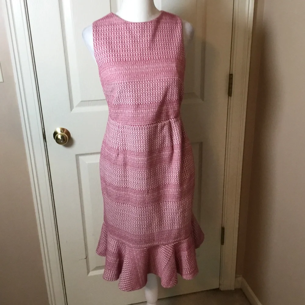 Banana Republic Red/Pink Crisscrossed Back Sleeveless Ruffle Dress - Size 2